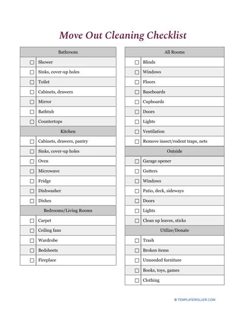 Room-by-Room Move-Out Cleaning Cleaning Checklist for Move-Out Cleaning Cleaning Checklist for a Stress-Free Move